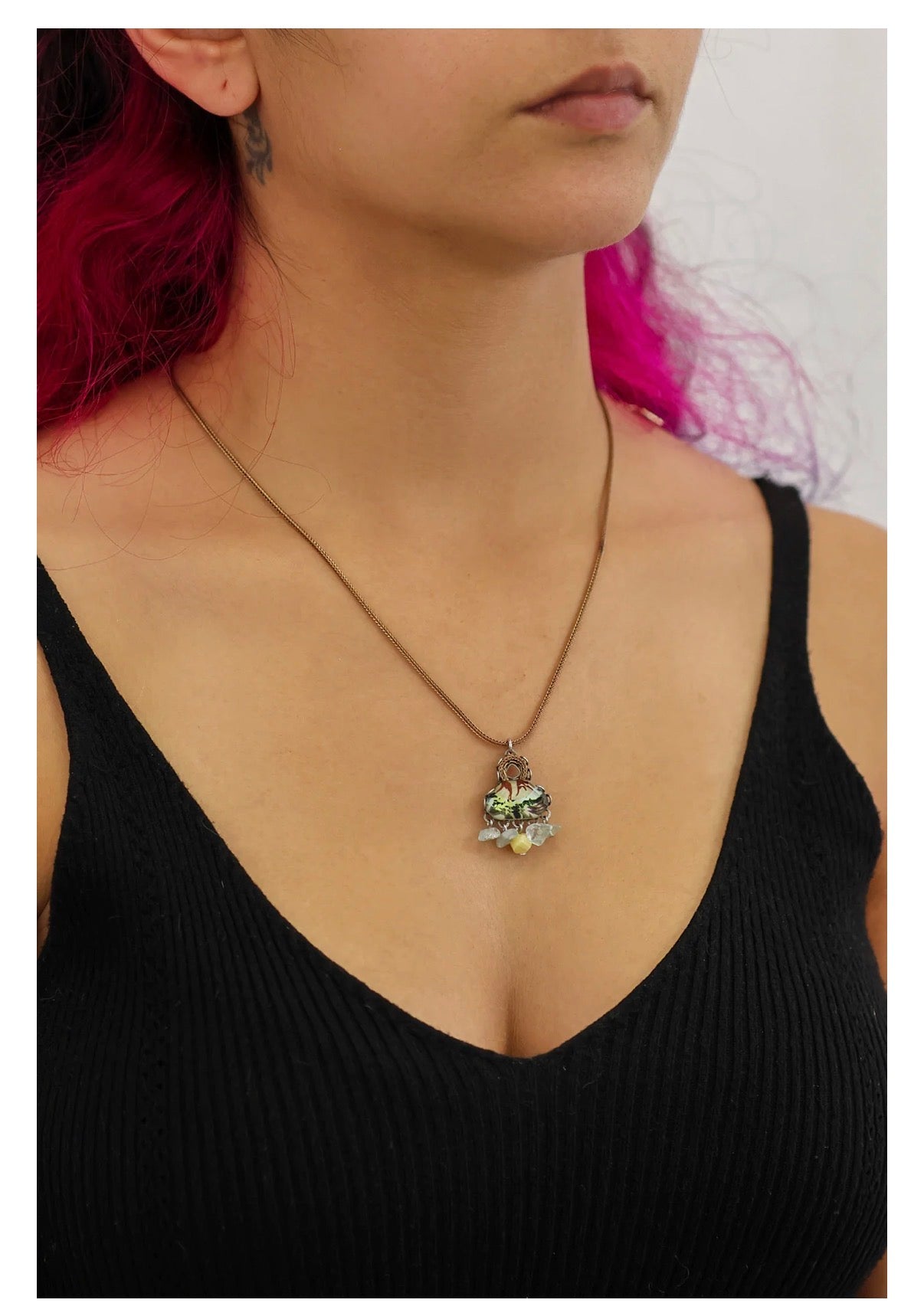 Ayala bar Neptune's Garden Set, Glass Necklace, Kombu R3644