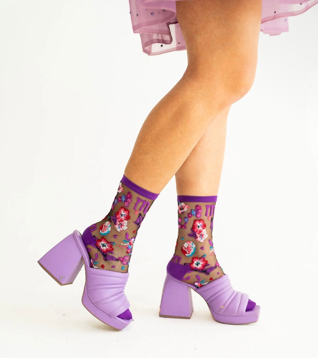 Scorpio zodiac sheer black socks