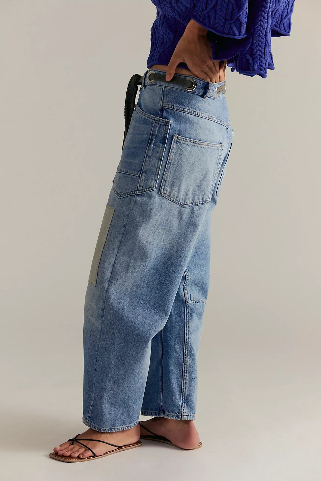 Free People Moxie Pull-On Barrel Jeans truest blue