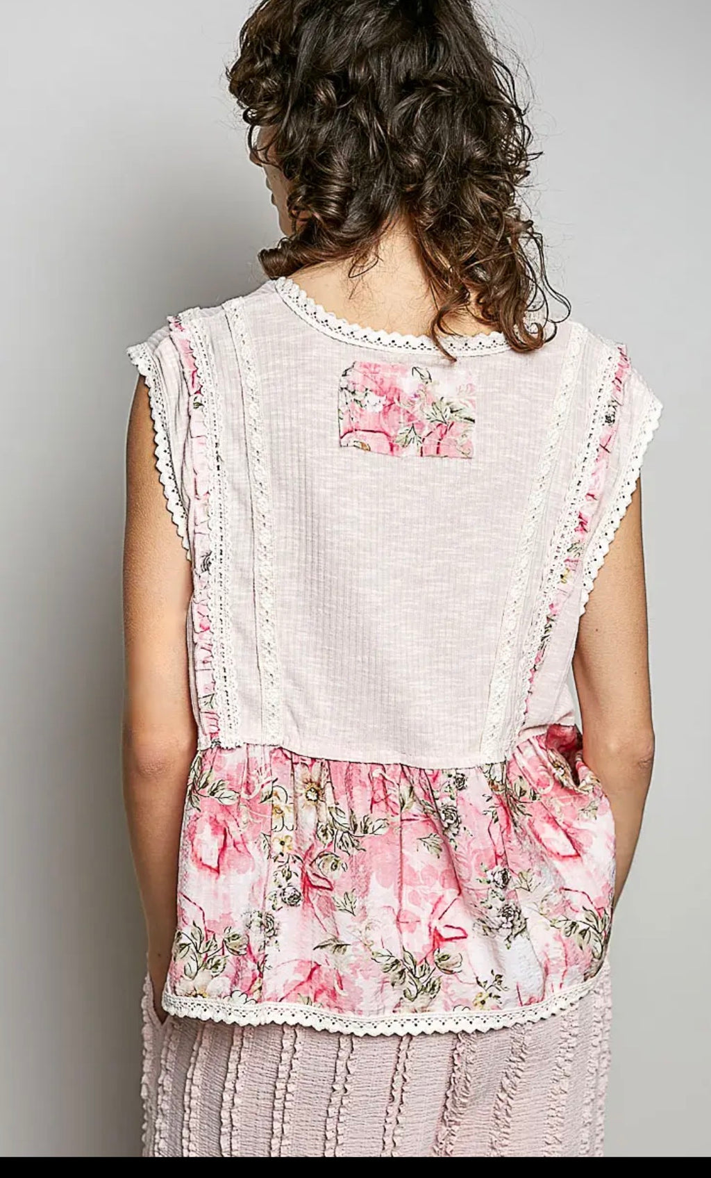 Ruth v neck ruffle ribbed top