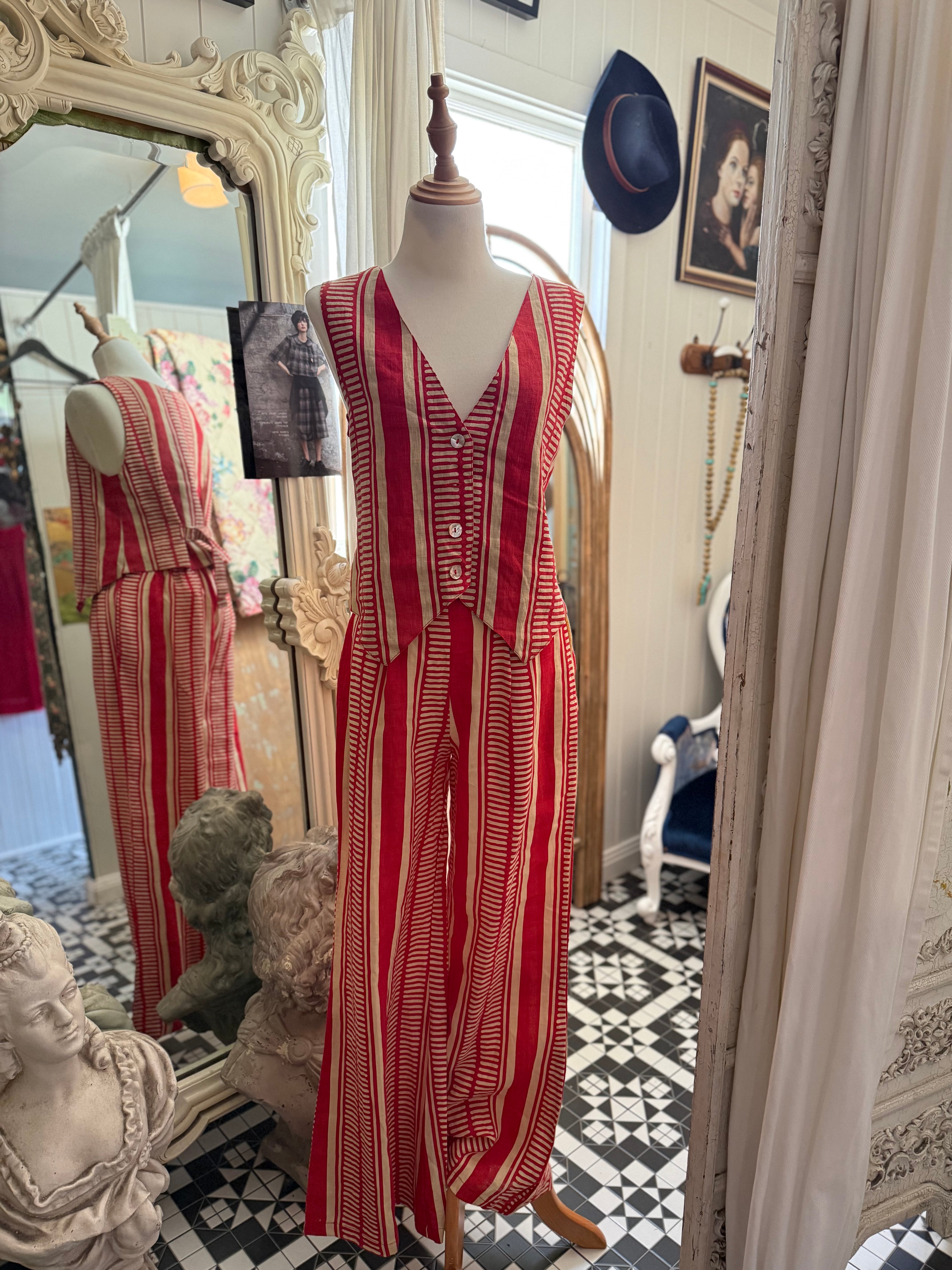 Ladli red striped pants SALE