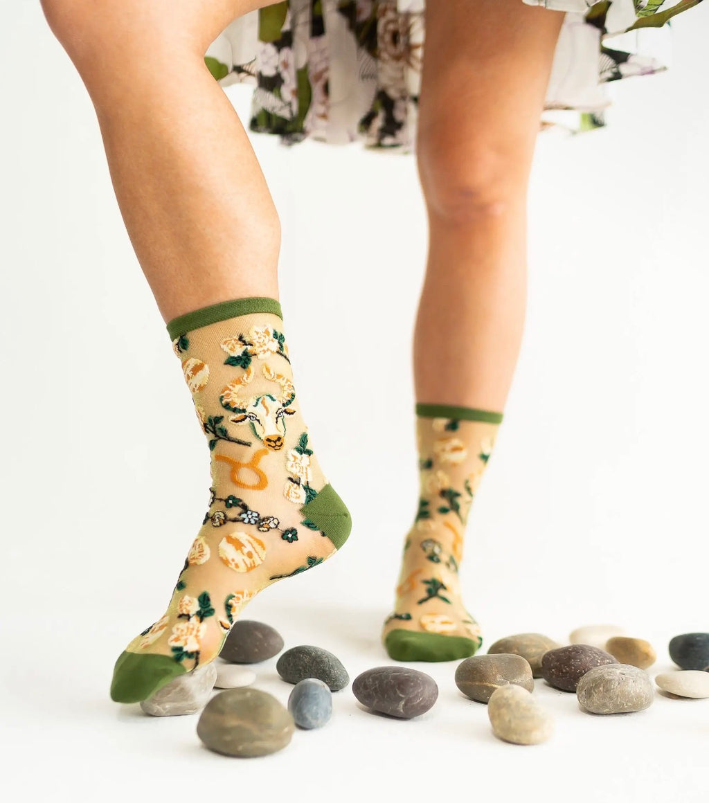 Taurus zodiac shimmer sheer socks