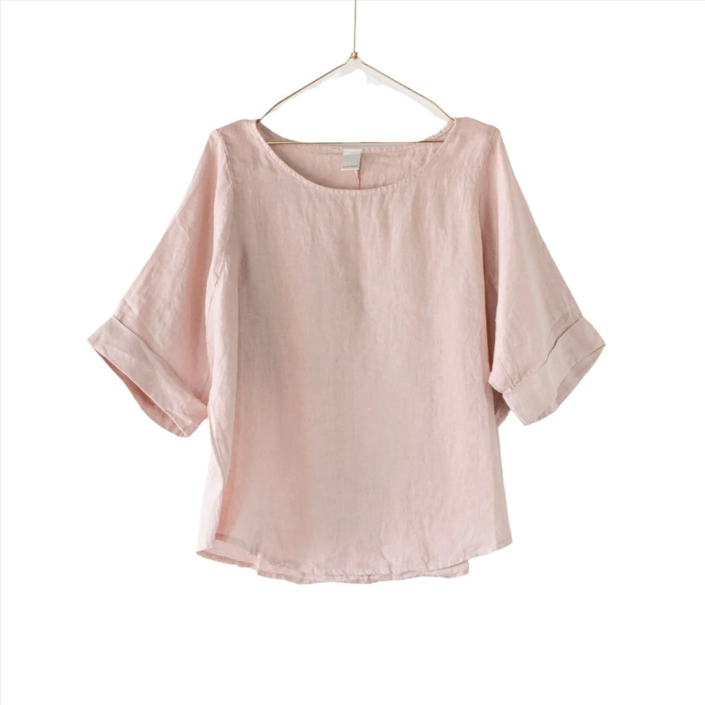 Montaigne Sérénité Curved Hemline Linen Top O/S