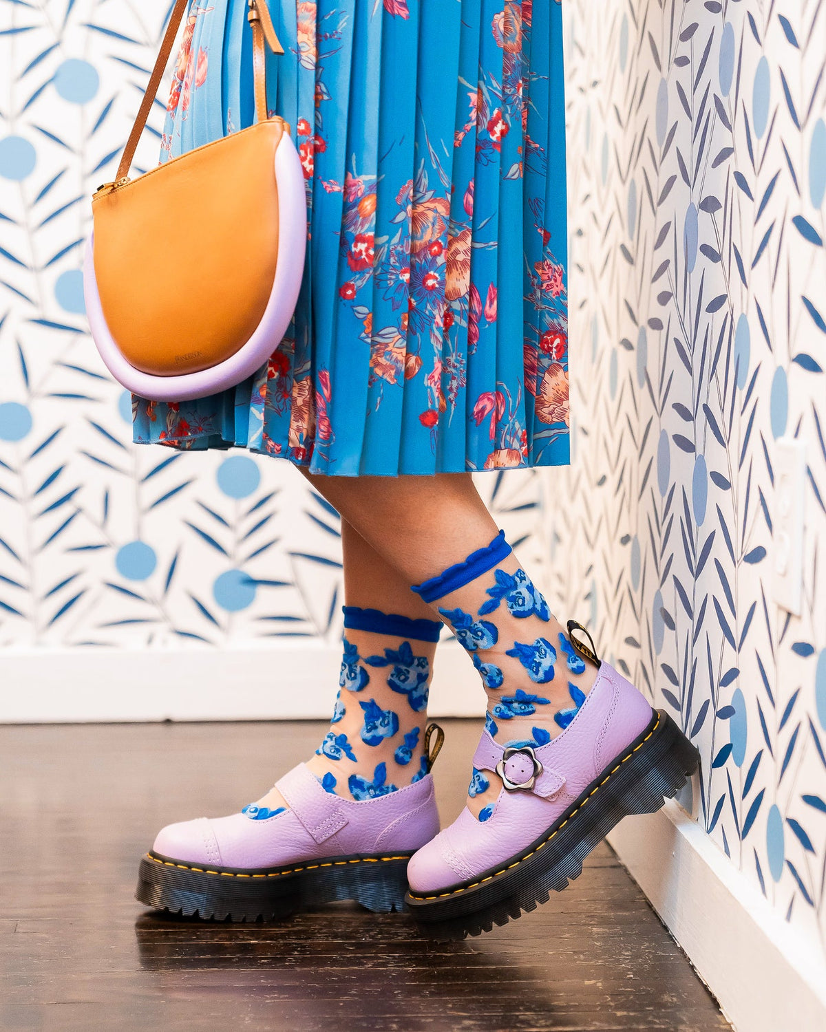 Blueberry Ruffle Sheer Crew Sock - Stay Wild Collective