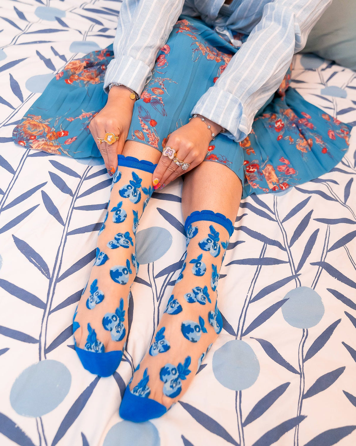 Blueberry Ruffle Sheer Crew Sock - Stay Wild Collective