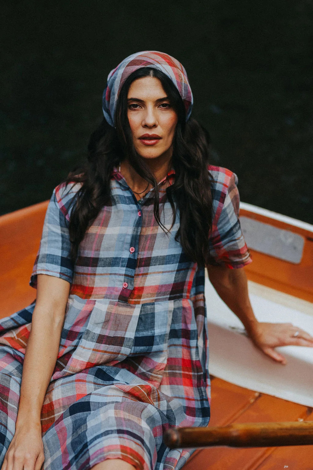 Viane multi color linen dress Montaigne