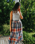 Montaigne Amélie Multi Check Linen Skirt with Belt O/S