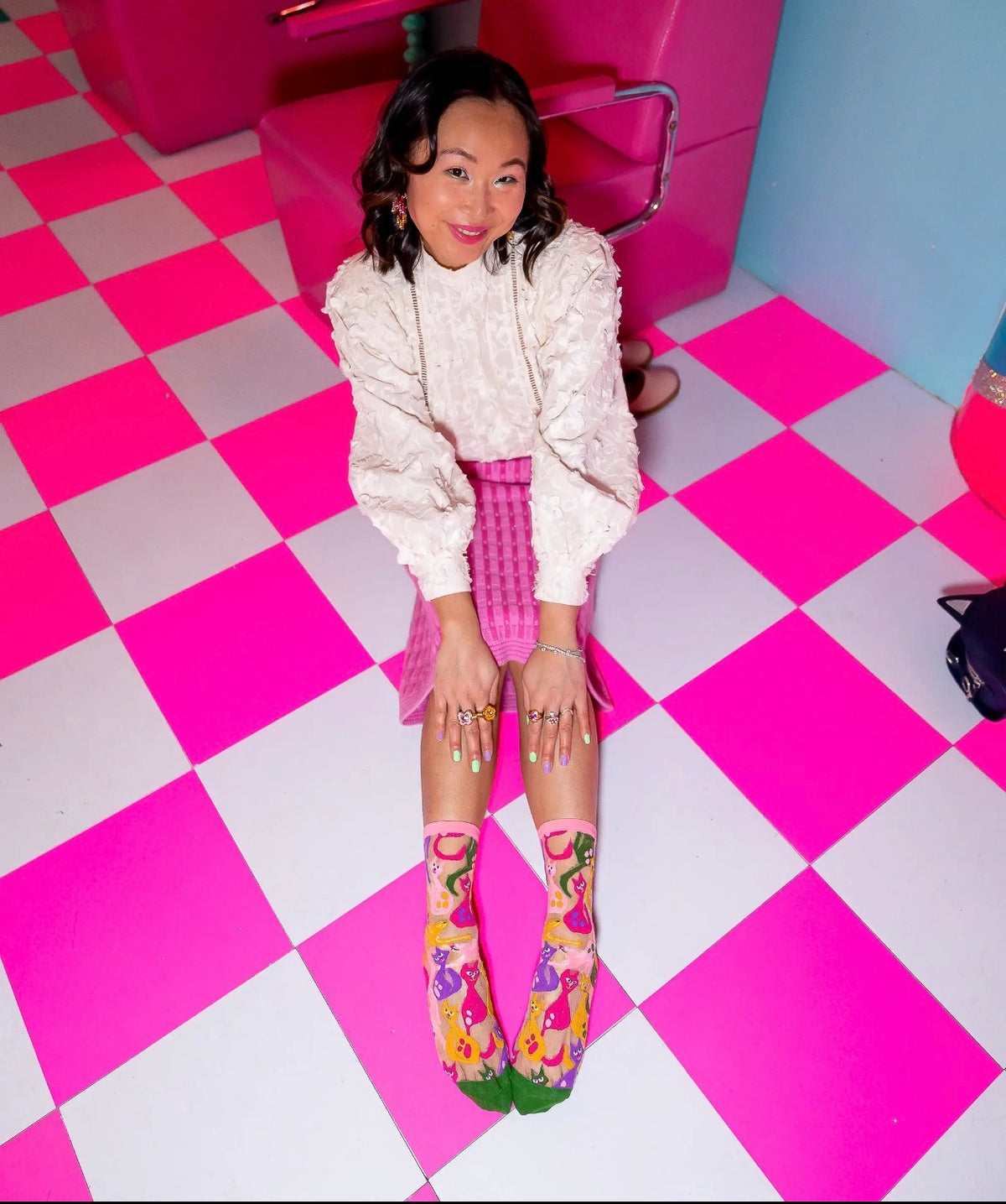 Dopamine cats sheer crew socks