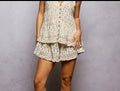Katey almond floral frill shorts
