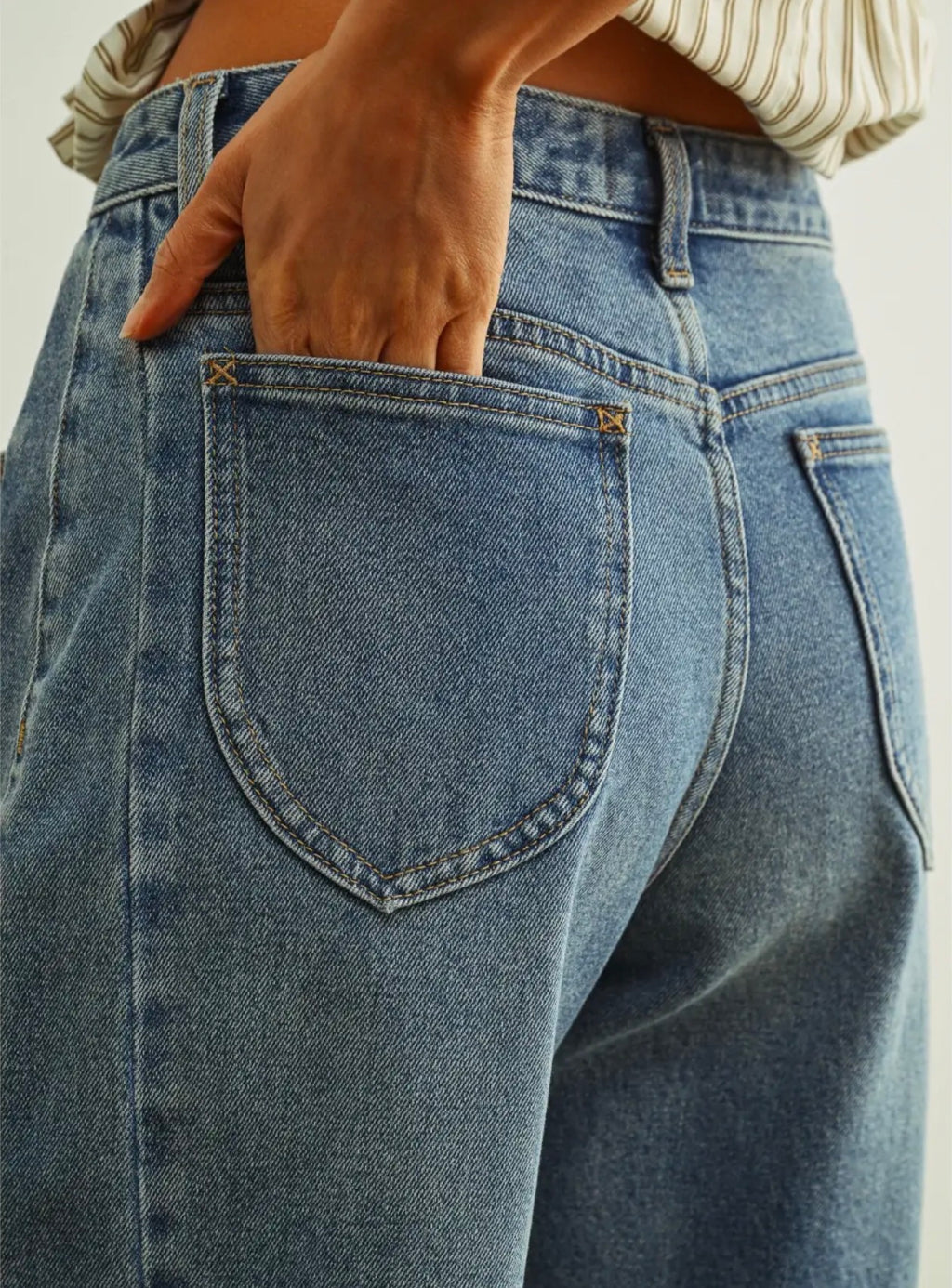 Miou muse beige denim barrel pants