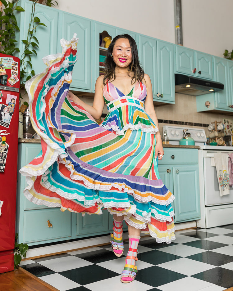 Candy stripe ruffle crew socks - Stay Wild Collective