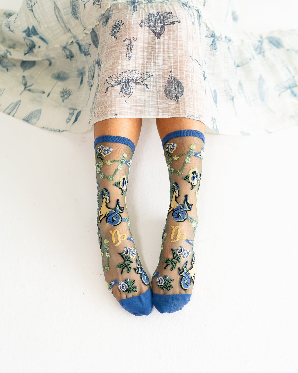 Capricorn Zodiac Shimmer Sheer Crew Sock - Stay Wild Collective