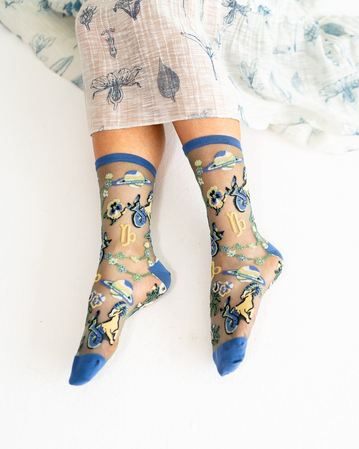 Capricorn Zodiac Shimmer Sheer Crew Sock - Stay Wild Collective
