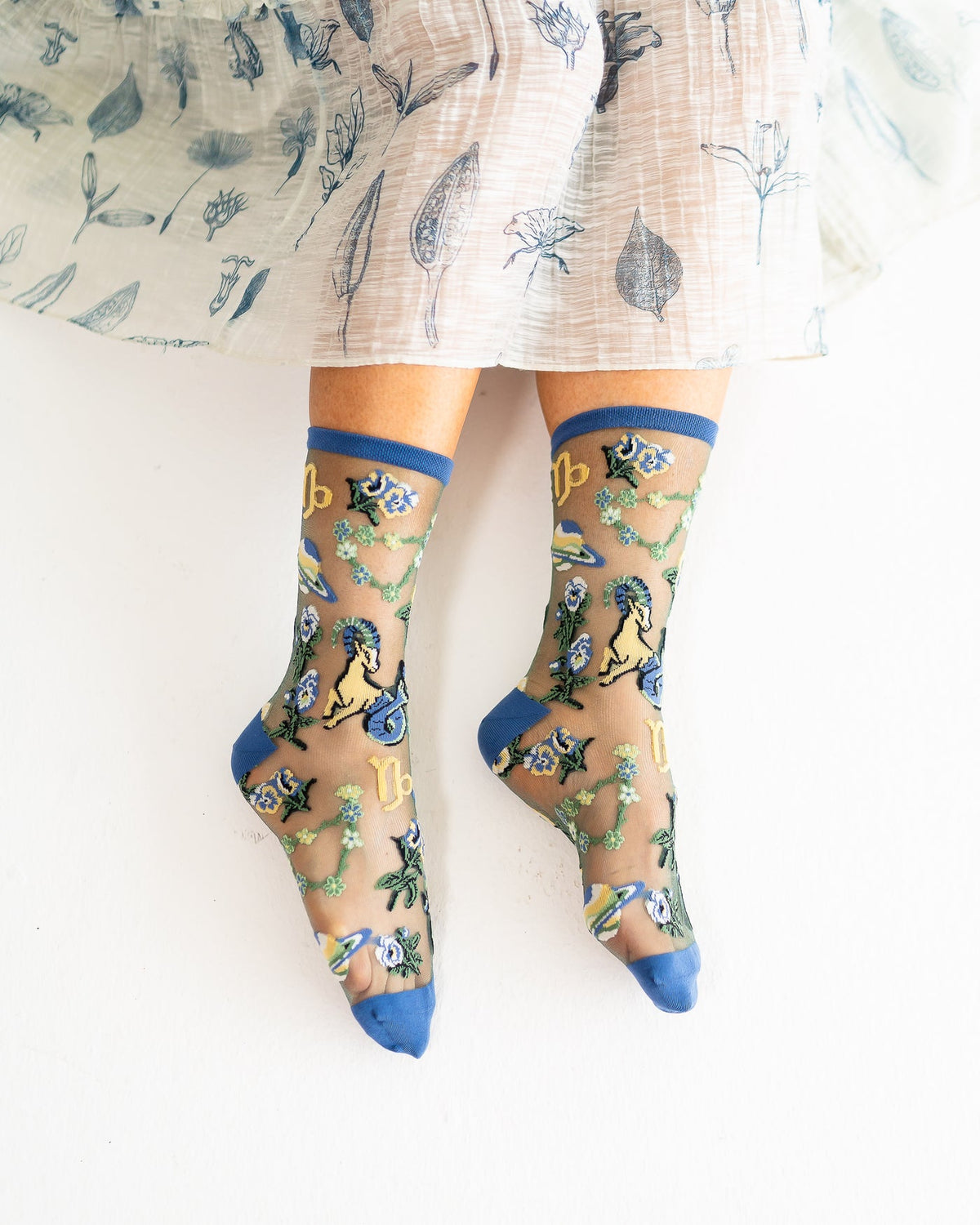 Capricorn Zodiac Shimmer Sheer Crew Sock - Stay Wild Collective