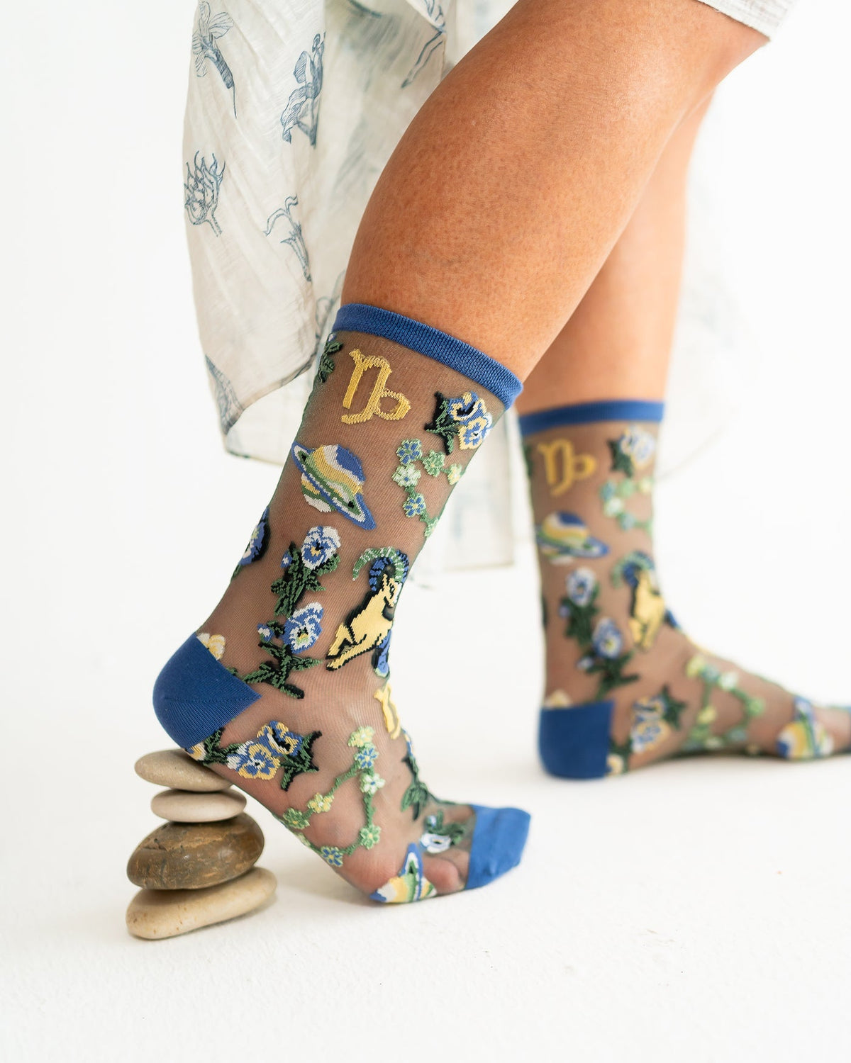 Capricorn Zodiac Shimmer Sheer Crew Sock - Stay Wild Collective