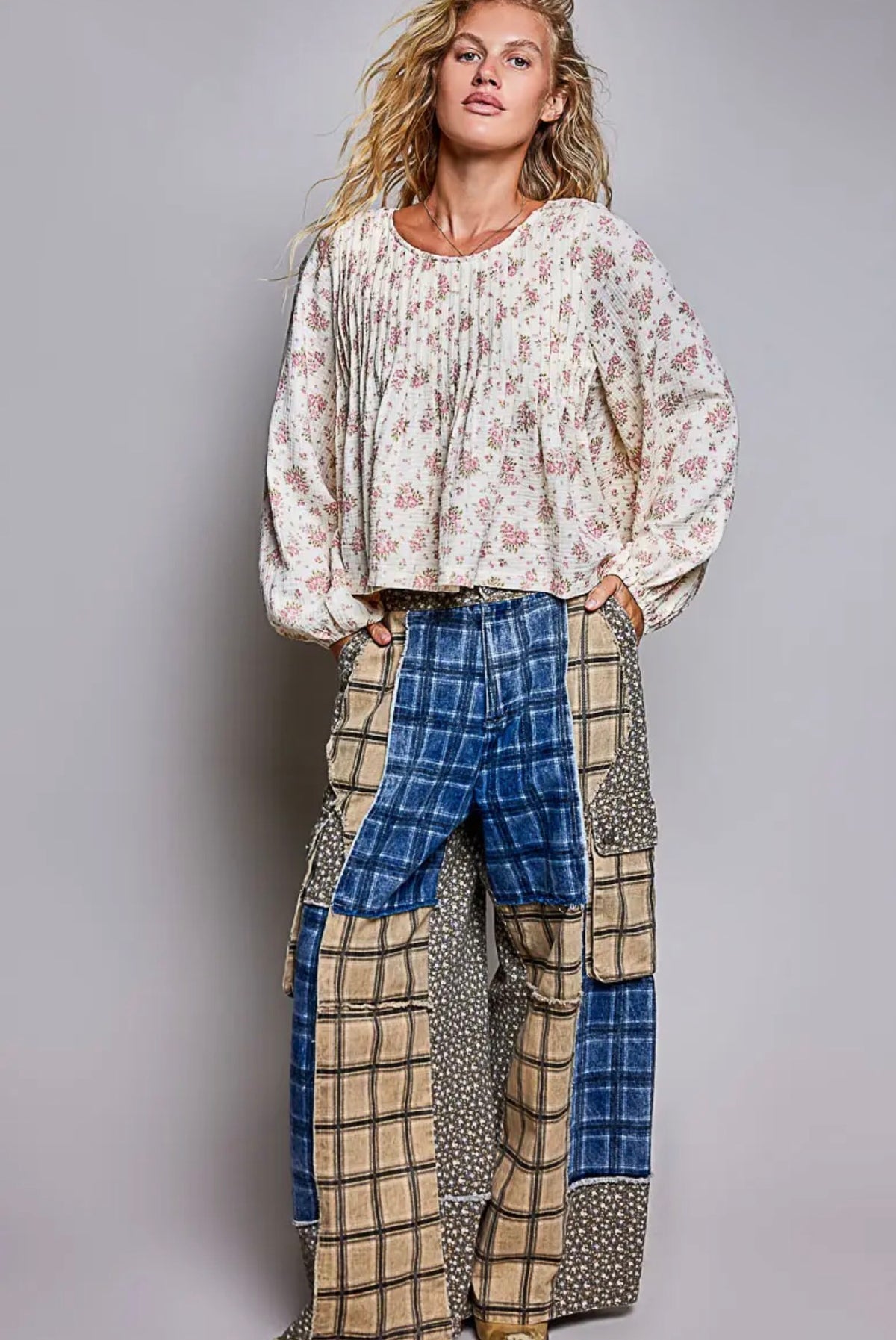 Cassie pintuck floral balloon top - Stay Wild Collective
