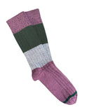 Tightology T16 ‘Chunky Rib’ Mauve Stripe Merino Wool Socks
