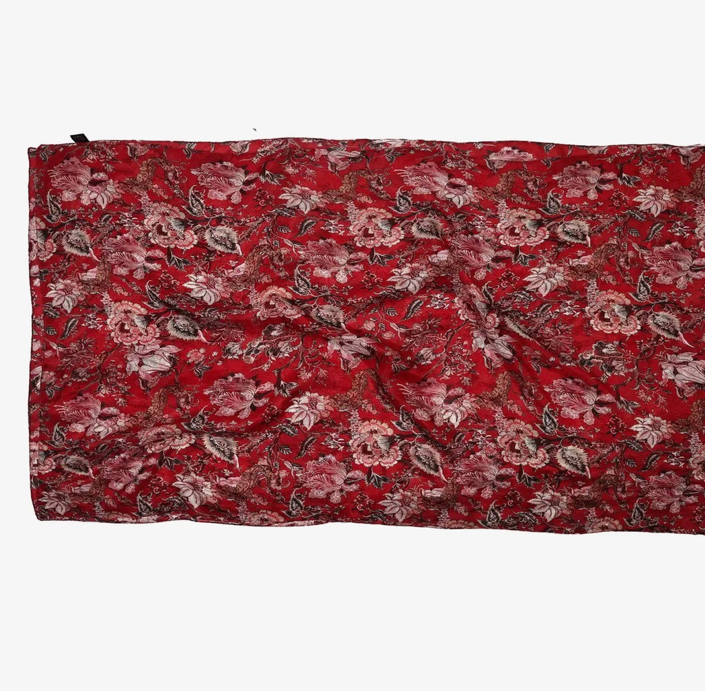   Crimson print heritage garden pure silk designer scarf - Stay Wild Collective  