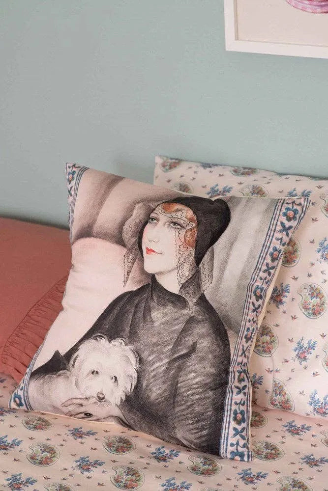 Cushion Cover "Young Lady with Dog" - Stay Wild Collective  