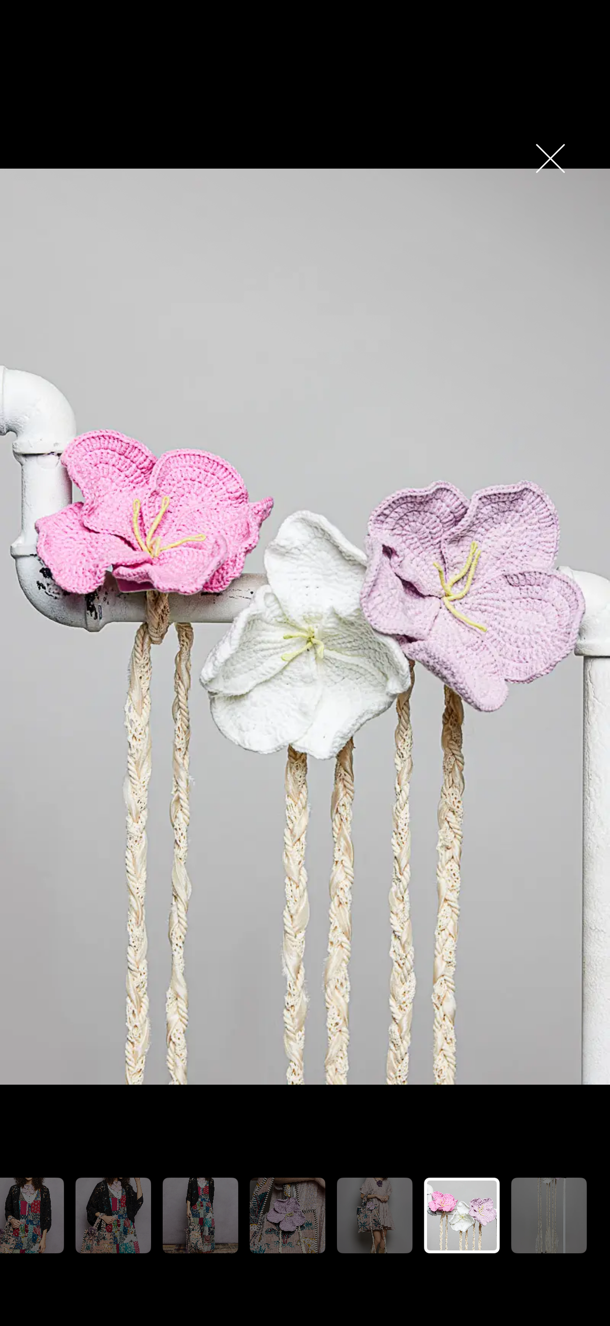 Iris hand crochet floral belt/ brooch purple