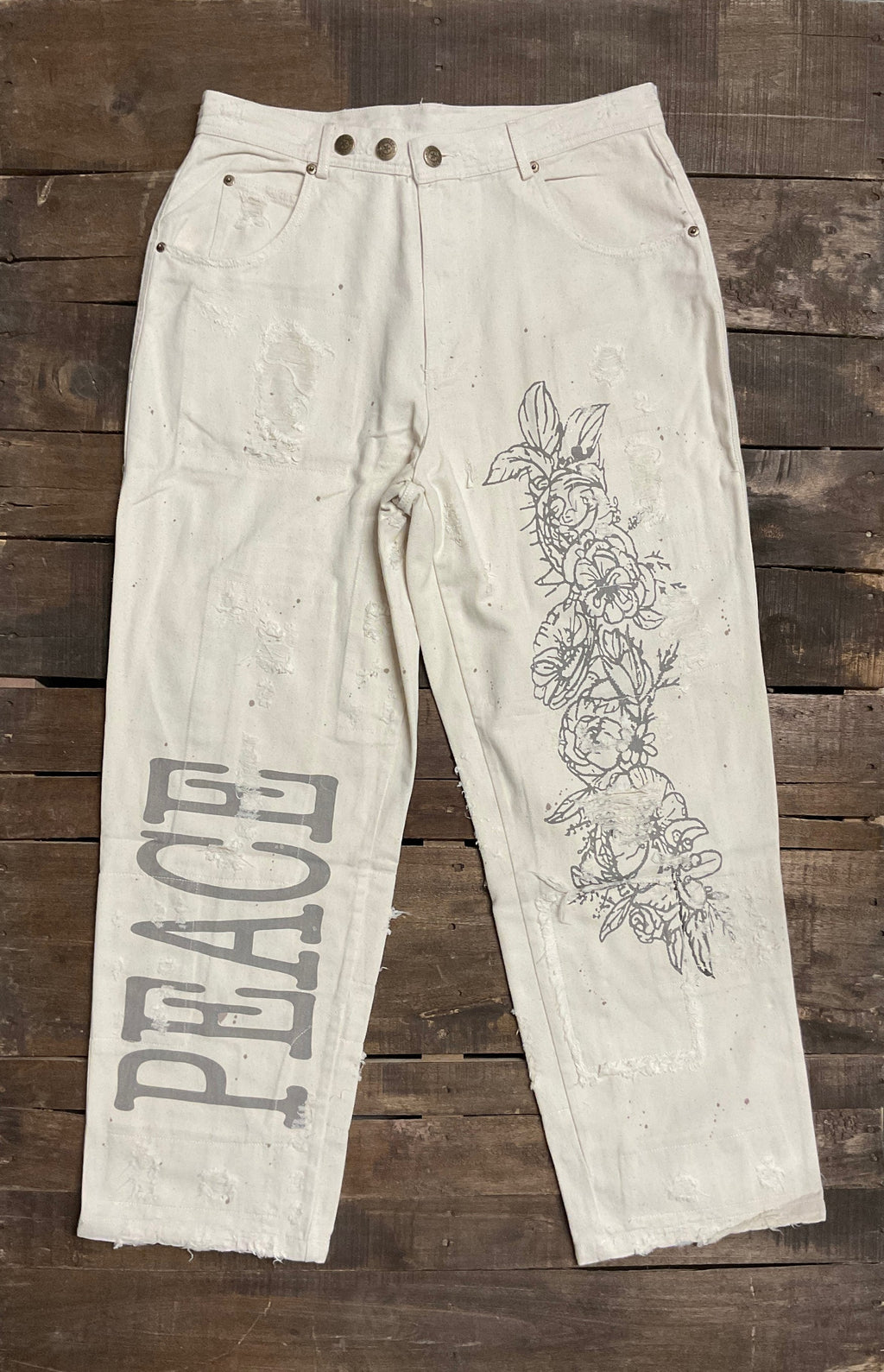 Jaded gypsy peace and love jeans parchment