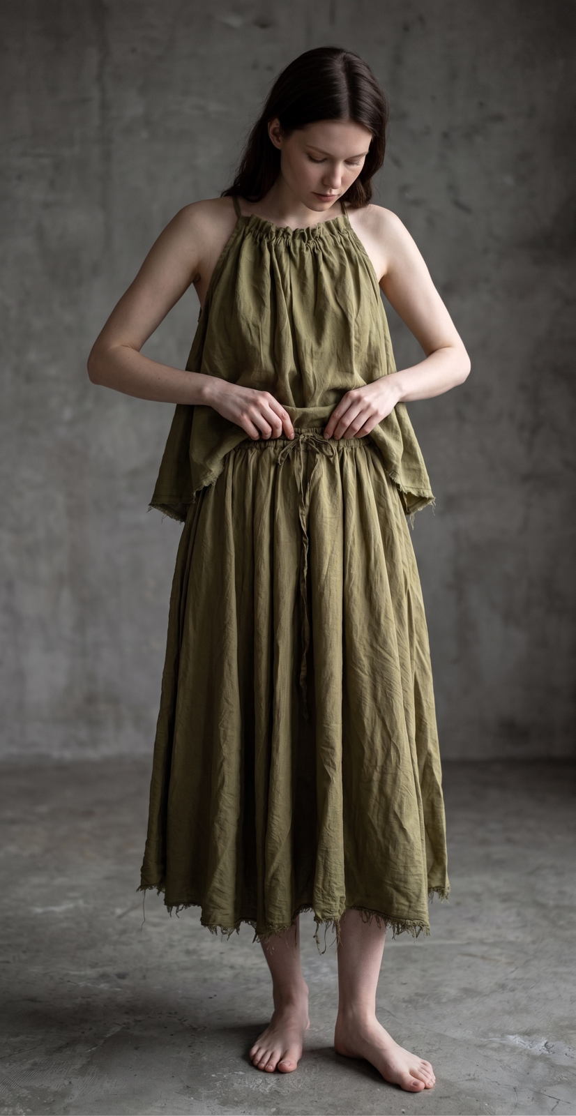 Boem parasol cotton voile skirt old Gold