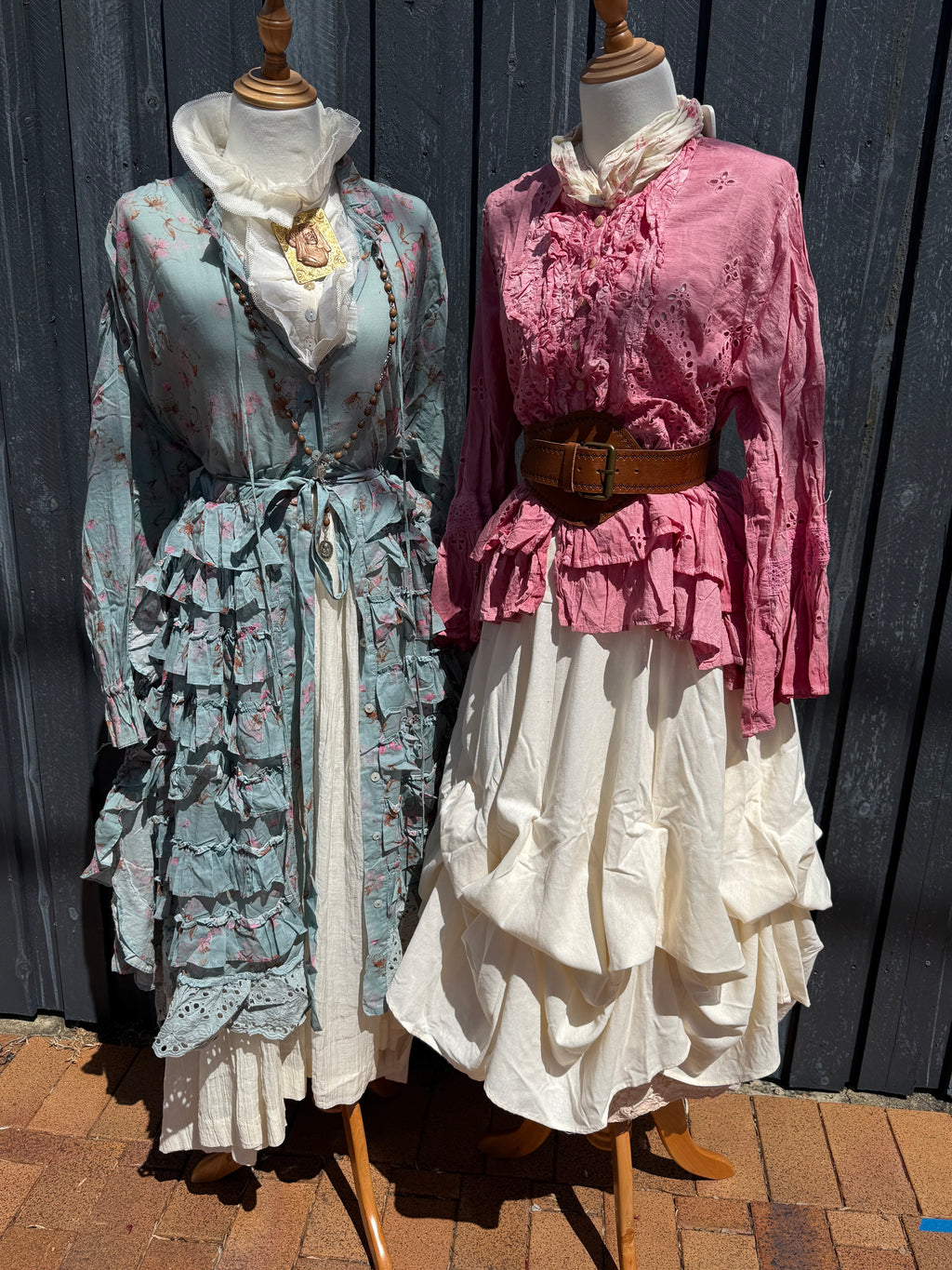Jaded gypsy ruffle up skirt parchment
