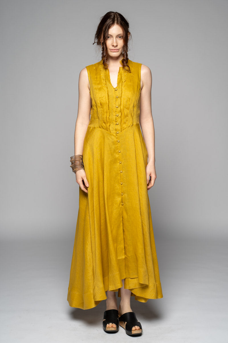 Dogstar Asuka  tuck dress chartreuse