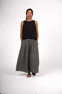 Montaigne French Linen Culottes in Black Gingham