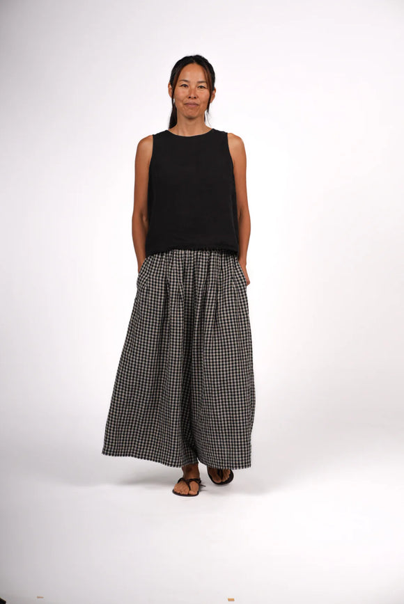 Montaigne French Linen Culottes in Black Gingham