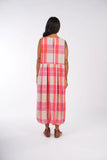Montaigne Sartene Linen Dress in Orange Check