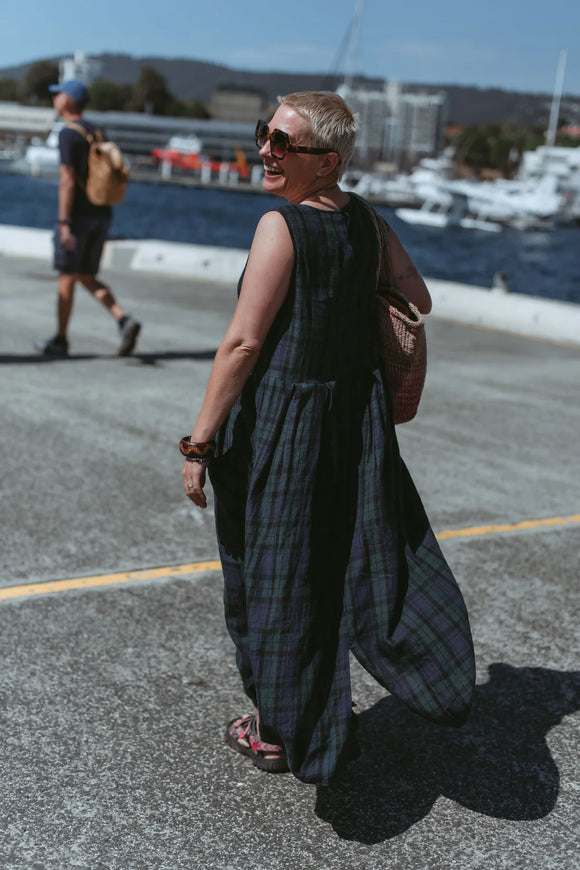 Montaigne Sartene Tartan French Linen Dress