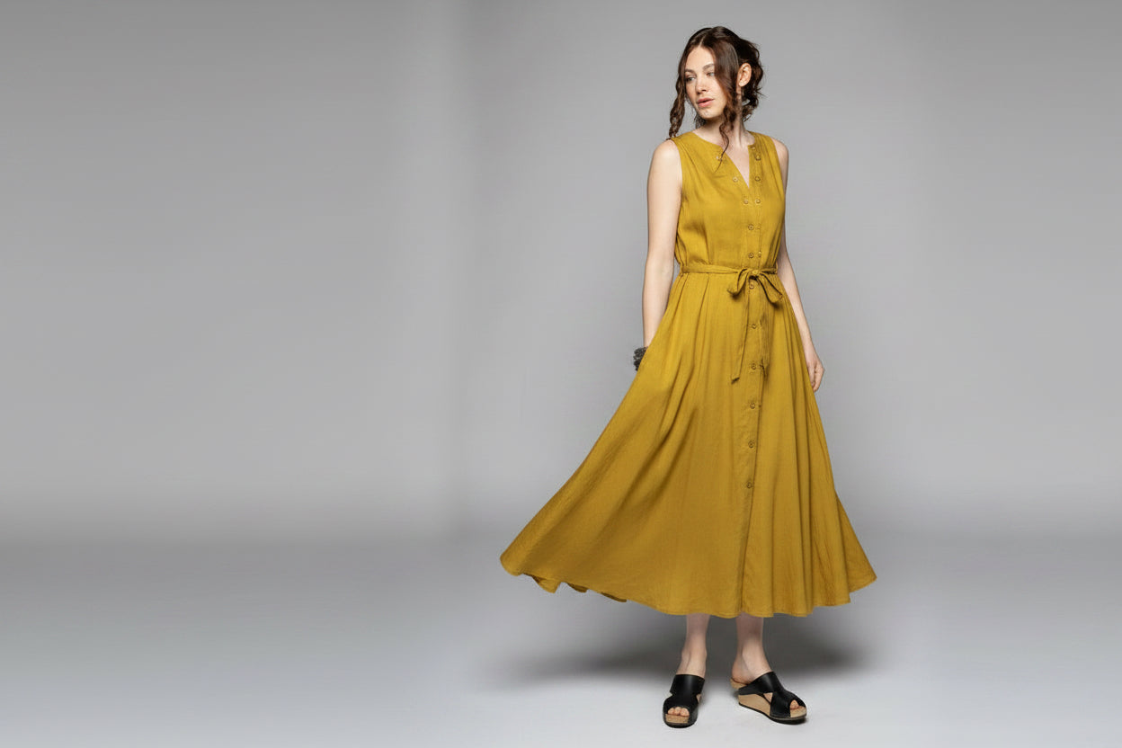  Dogstar Agnes tuck dress chartreuse - Stay Wild Collective  