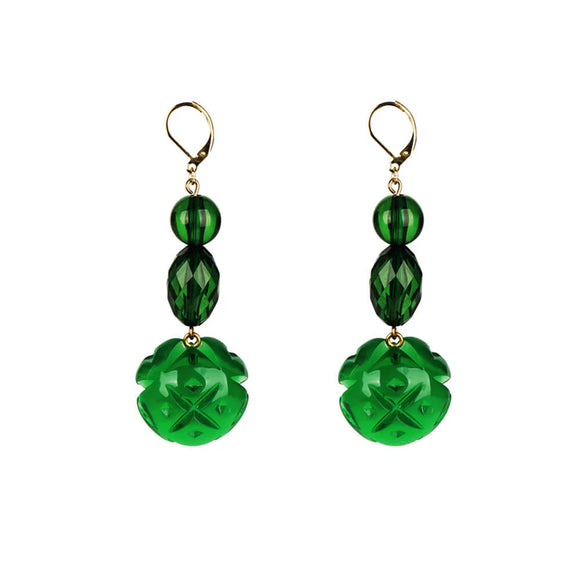 Douglaspoon Semi Ball Beaded Earrings Emerald Green - Stay Wild Collective  Accessories