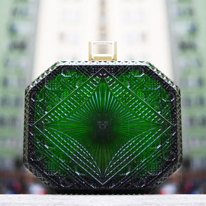 Douglaspoon Hand Carved Octagon Clutch Emerald Gr - Stay Wild Collective  Accessories