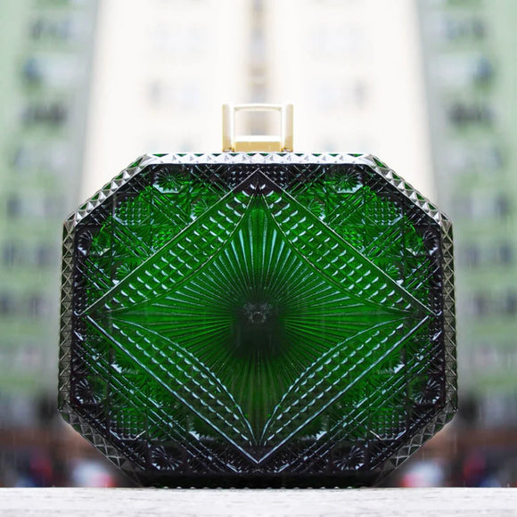 Douglaspoon Hand Carved Octagon Clutch Emerald Gr - Stay Wild Collective  Accessories