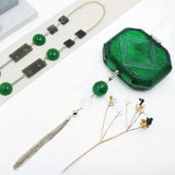 Douglaspoon Hand Carved Octagon Clutch Emerald Gr - Stay Wild Collective  Accessories