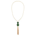 Douglaspoon Dual Ball Long Tassel Necklace Emerald Green - Stay Wild Collective  Accessories