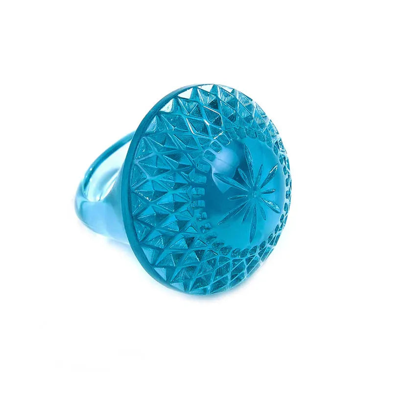 Douglaspoon Etched Circle Ring Aqua - Stay Wild Collective  Accessories