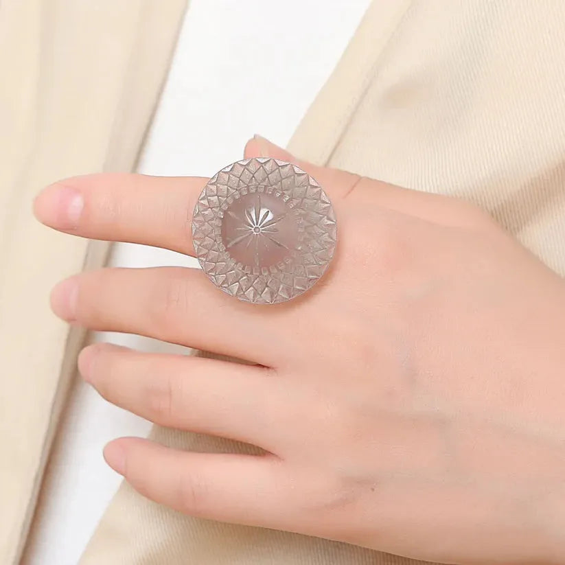 Douglaspoon Etched Circle Ring Aqua - Stay Wild Collective  Accessories