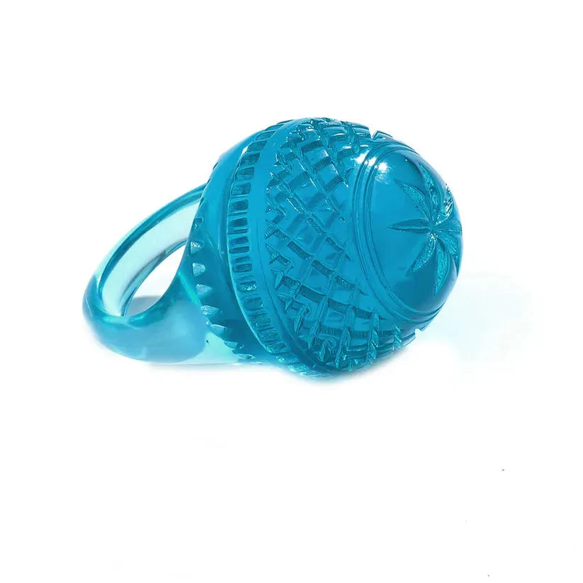 Douglaspoon Etched Dome Ring Aqua - Stay Wild Collective  Accessories