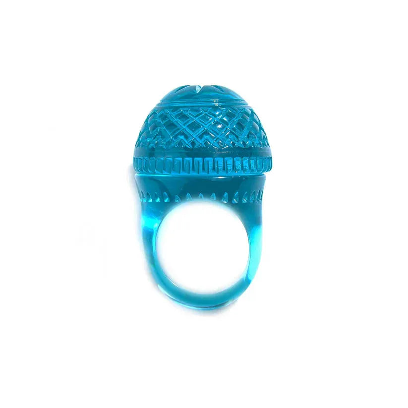 Douglaspoon Etched Dome Ring Aqua - Stay Wild Collective  Accessories