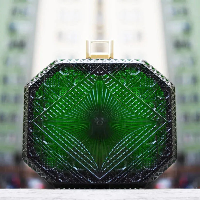 Douglaspoon Hand Carved Octagon Clutch Emerald Gr - Stay Wild Collective  Accessories