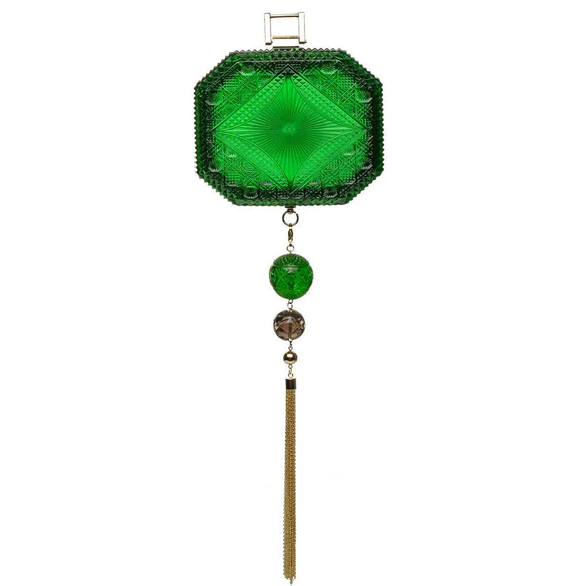 Douglaspoon Hand Carved Octagon Clutch Emerald Gr - Stay Wild Collective  Accessories