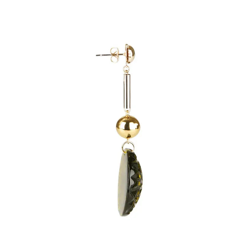 Douglaspoon Large Disc Bar Earrings Olive - Stay Wild Collective  Accessories