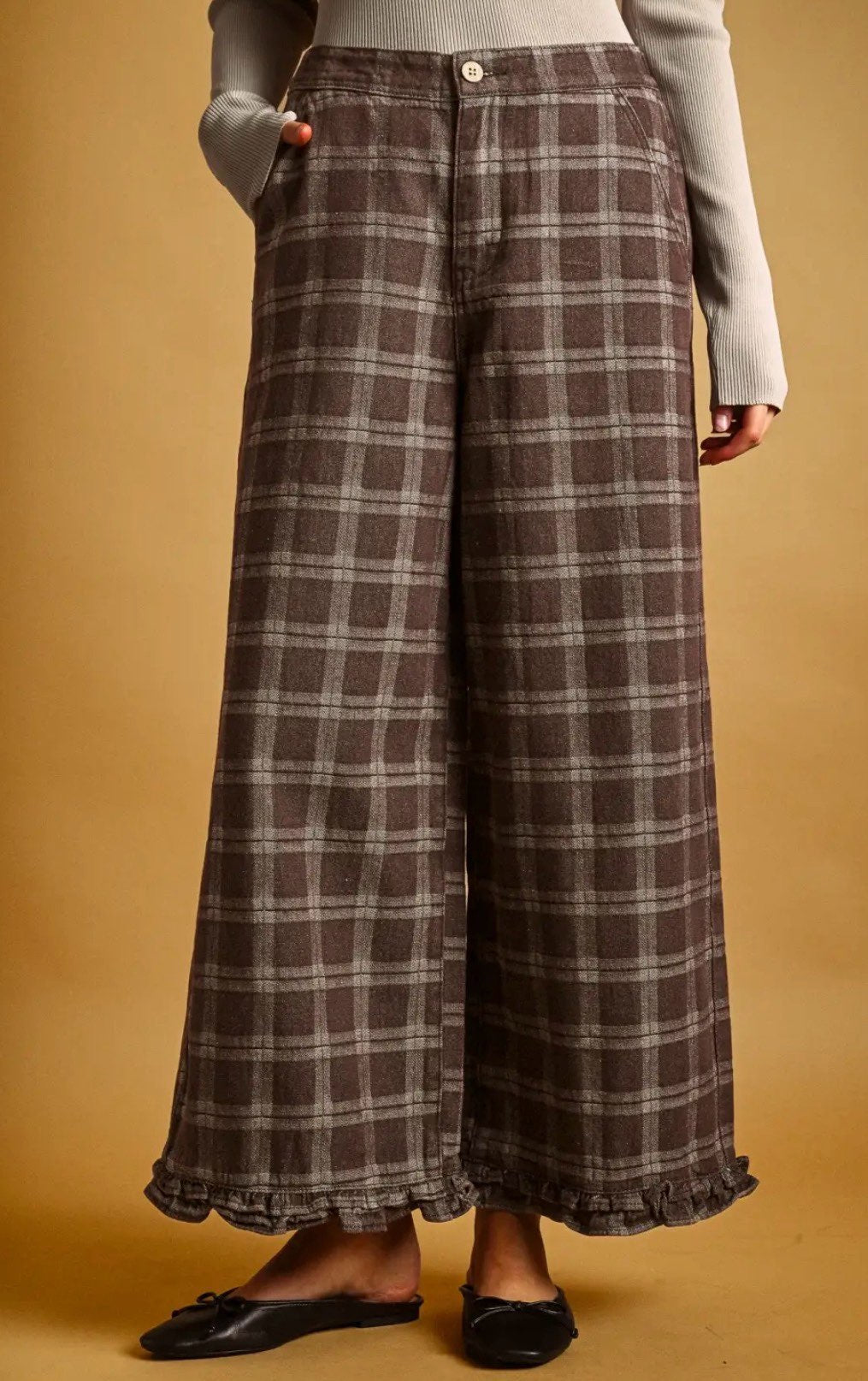 Miou Muse Tartan ruffle pants