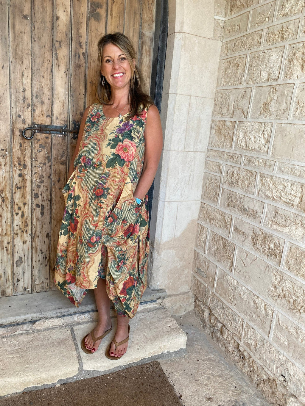 Miss roses sister violet Floral Tapestry Linen and Cotton floral dress
