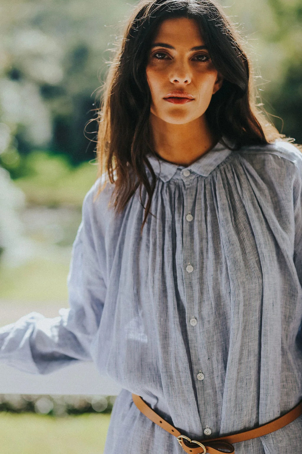 Montaigne Valentina fine linen stripe dress/coat o/s