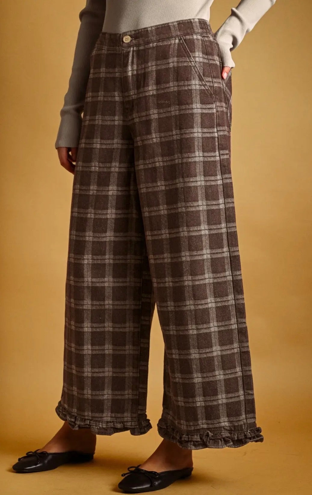 Miou Muse Tartan ruffle pants