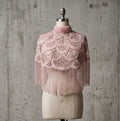 Rose reverie beaded caplet fringe cape
